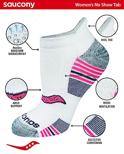 Saucony Women's Performance Heel Tab Athletic Socks (8 & 16, Grey Fashion (8 Pairs), Shoe Size: 5-10 #TOP1