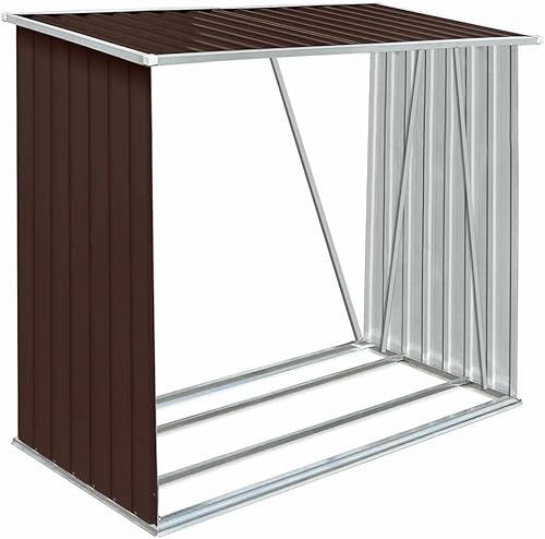 Vista 9 de vidaXL Cobertizo de almacenamiento de troncos de jardín en acero galvanizado – clima, fácil montaje, diseño de ventilación tienda de troncos – Gris