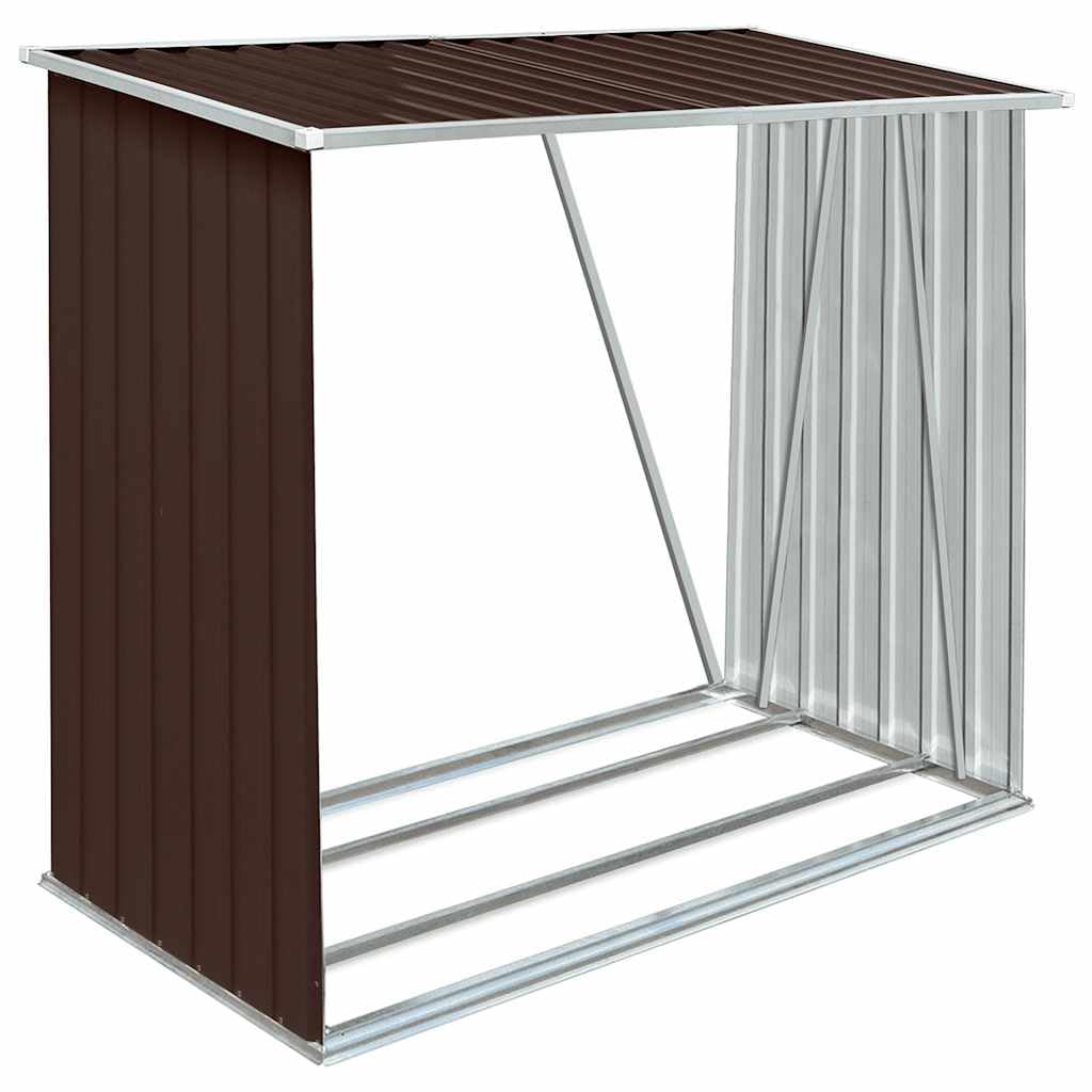 Brennholzlager aus verzinktem Stahl, 2 m³ Holzregal für den Garten, Kaminholzunterstand mit Dach, 163 x 83 x 154 cm, wetterfestes Holzlege-System
