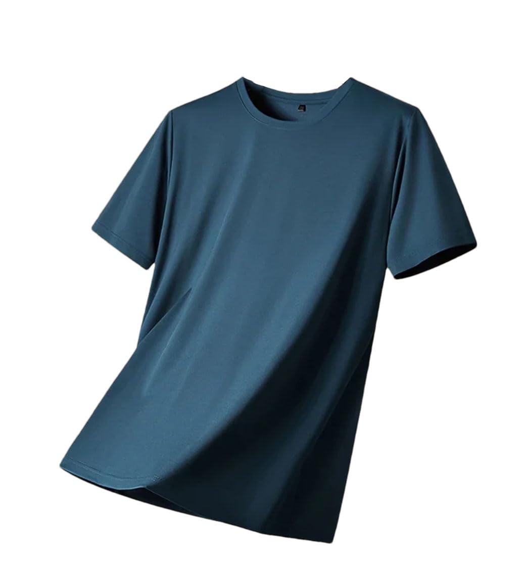 Maglietta da uomo a maniche corte, girocollo, sottile, casual, tinta unita