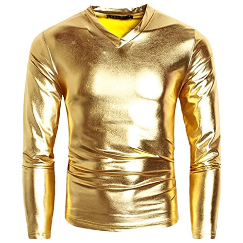T-shirt homme en similicuir doré pour vos soirées et événements festifs