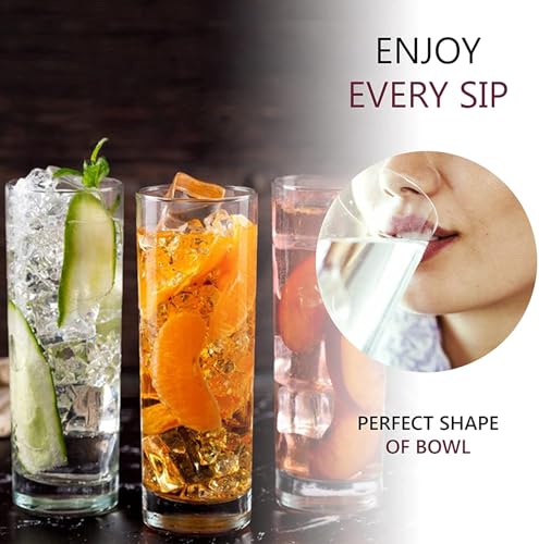 Image of bellemax 300 ML Premium Juice Glasses Drinking Glasses,Highball Lead-Free Glasses,Tumblers for Water,Juice,Beer,Cocktail and Mixed Drinks - 6 Pieces,Transparent (BM-04)