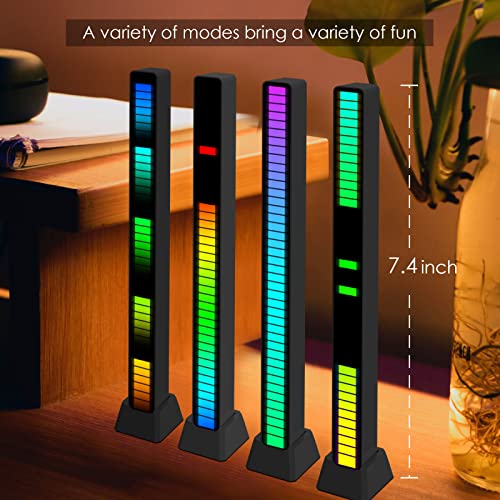Soulpunk Rgb Rechargeable Sound Control Light, Voice-Activated Pickup Music Rhythm Lights, Creative Colorful Led Ambient Light, With 15 Modes Music Sync 32-Bit Audio Spectrum For Car, Gaming（Black） #TOP4