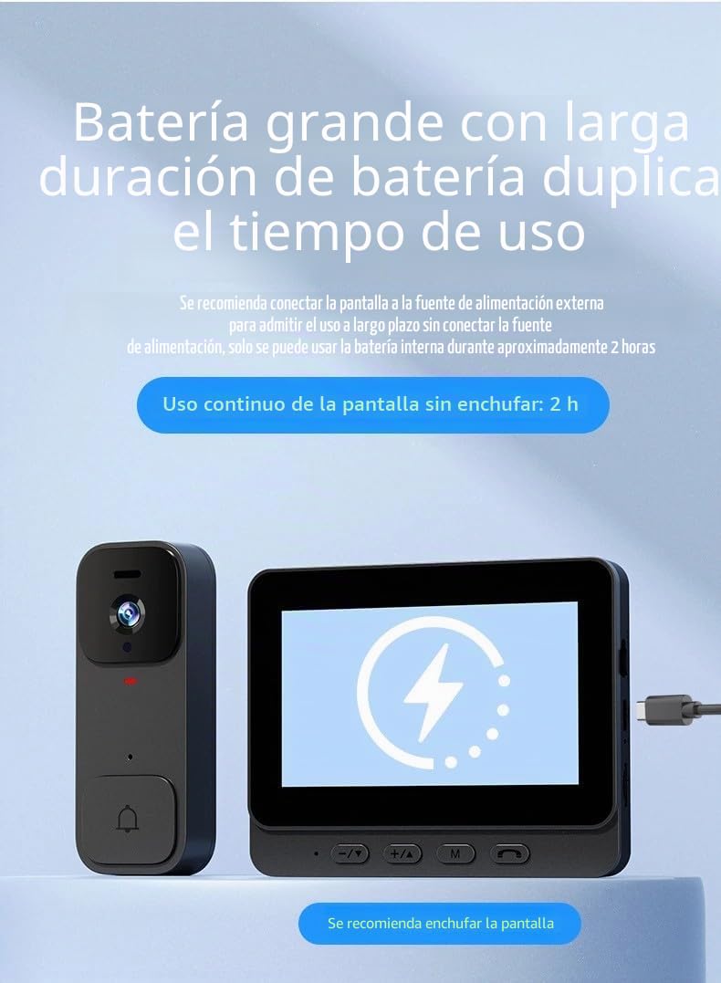 X7 Timbre de Video Inteligente para Uso Doméstico con Pantalla de Visualización, Intercomunicador Inalámbrico y Vigilancia de Video de Alta Definición
