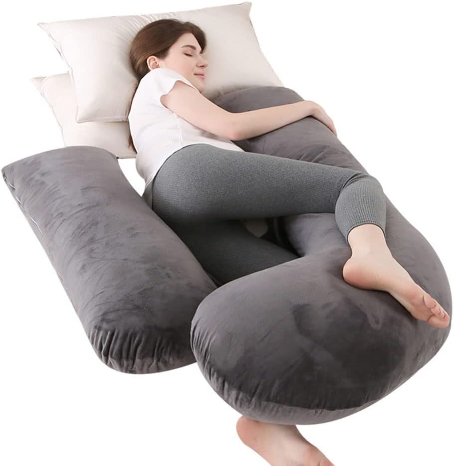 Pregnancy Pillow 45in Body Pillow for Pregnant Women. H-Shaped Lumbar Support Side Sleeping Pillow, Removable Crystal Velvet Maternity Pillow (Color : A1, Size : 115x55cm)