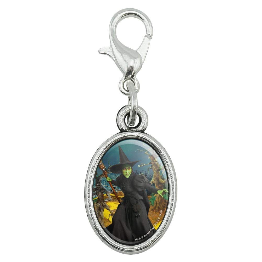 GRAPHICS & MORE Wizard of Oz Wicked Witch Character Antiqued Bracelet Pendant Zipper Pull Oval Charm with Lobster Clasp