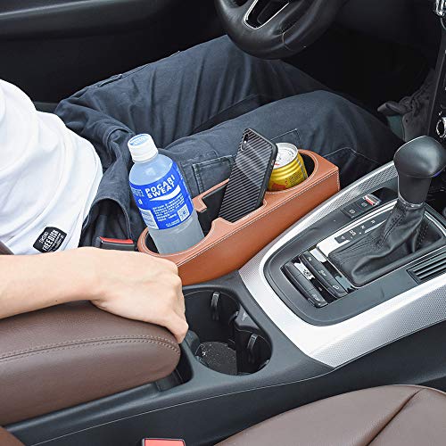 Image of Brown Multifunctional Car Cup Holder Car Seat Organizer Gap Filler Bottle Phone Storage Organizer