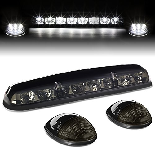 DNA Motoring CBL-CSIL02-SM-W LED Cab Roof Top Lens Center Light with Pair Side Lamp