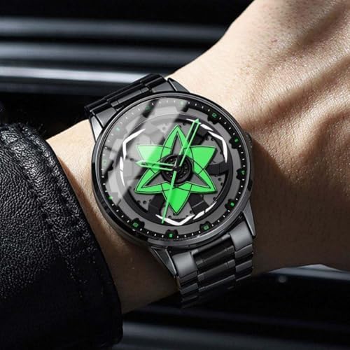 Image of Branded Men's Sport Quartz Watch Ninja Wheel Dial 360 Rotating Casual Fashion Stainless Steel Alloy Mens & Boy's Luxury Metal Gift Creative Watch