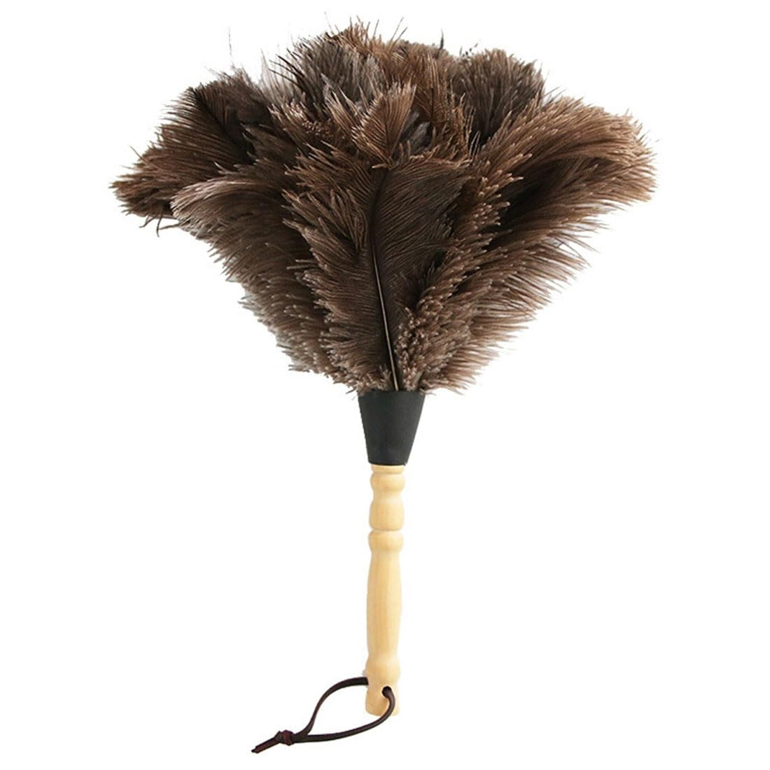 gutiest Reusable Ostrich Feather Duster with Wood Handle, Natural Fluffy Feather Duster Reusable Handmade Cleaning Dusters for Home, Living Room, Office, Car Cleaning (34cm/13.38inch)