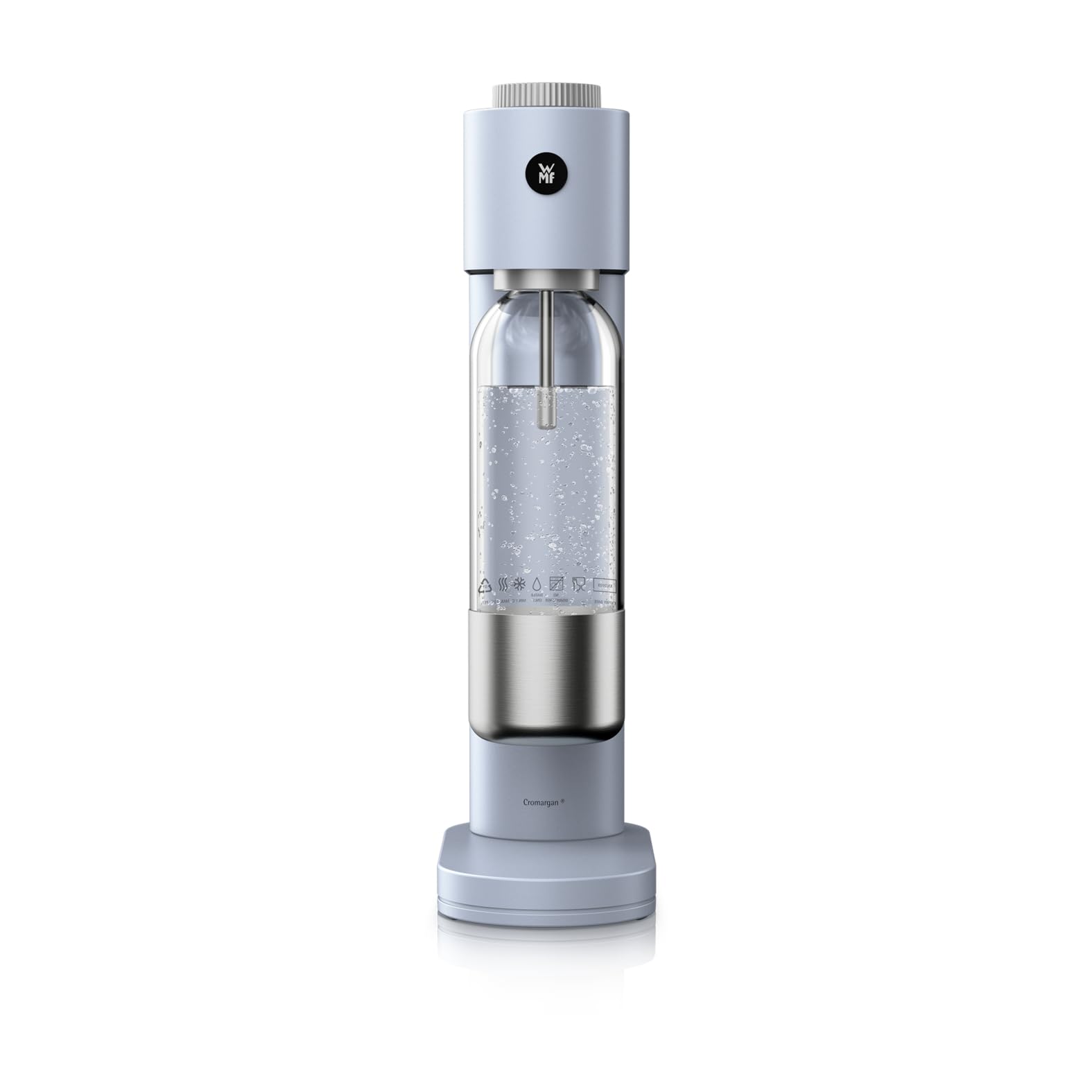 WMF Element One Wassersprudler – vollautomatische Edelstahl Sprudelmaschine mit 3 Einstellungsstufen, platzsparendes Design, eleganter Soda Maker & Sprudelgerät für prickelnden Genuss, Farbe Ice Flow