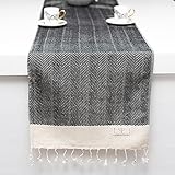 Smyrna Herringbone Series Turkish Table Runner | 100% Cotton, 15 x 72 Inches | Vintage Farmhouse...