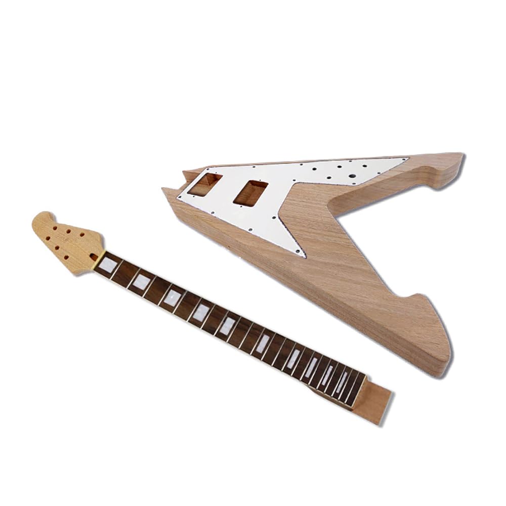 1 set chitarra kit mogano corpo chitarra collo 22Fret 63 cm volante V Neck