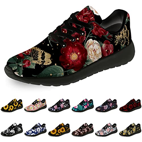 Flower Shoes for Women Men Running Shoes Womens Mens Comfortable Walking Tennis Sneakers Floral Shoes Gifts