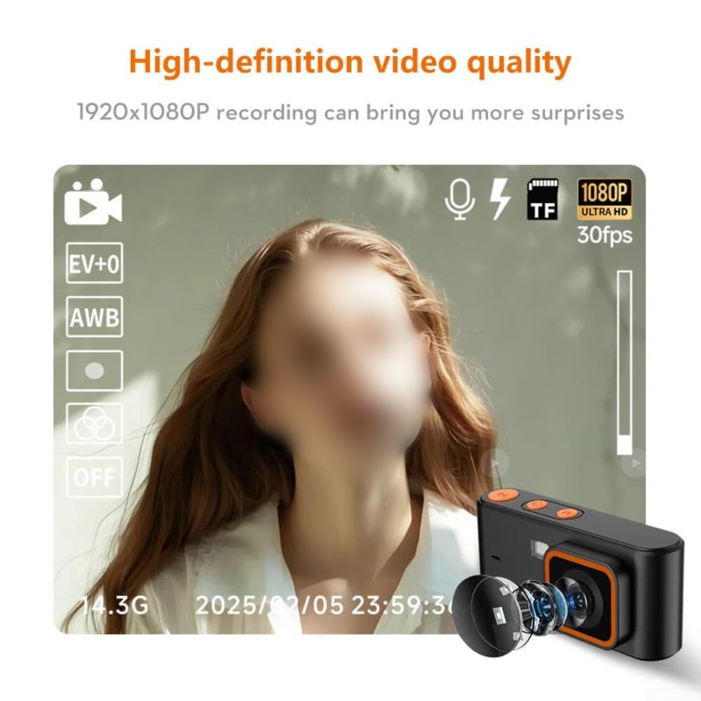 per mini fotocamera digitale 1080P, retro portatile HD 12 MP, Vlog per videocamera per studenti, fotografia di viaggio, fotocamera tascabile (nero)