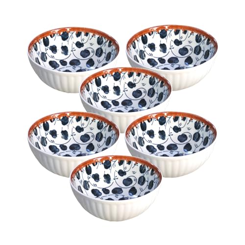 Image of Lellow Ceramic Bowl Set of 6 | Microwave Safe | Dishwasher Safe | Lead-Free Food Grade Glazed Bowls | Ideal for Soup, Salad, Dessert Serving- Floral Pattern