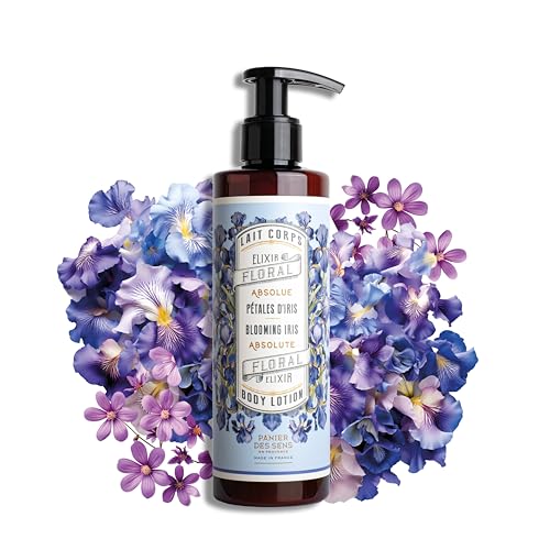 Panier des Sens - Loción corporal – Hidratante corporal Blooming Iris para piel seca - Con aceite de oliva y manteca de karité - Cuidado corporal fabricado en Francia - Loción corporal vegana para