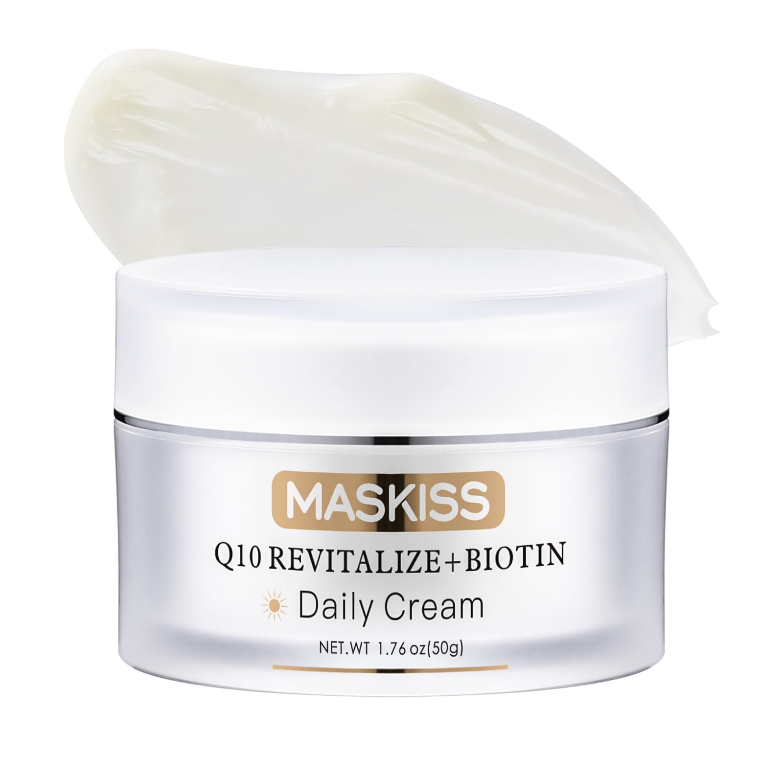 Maskiss Firming Neck Cream & Anti-Wrinkle Face Cream with Coenzyme Q10, Unscented Skin Firming Neck Cream, Anti Aging Facial Moisturizer for Sensitive