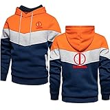 Herren Color Block Hoodies für Deadpool Druck Leichtes Sweatshirt mit Kapuze Frühling Pullover Pullover Sweatshirts mit Langen Ärmeln Sport Patchwork Casual Tops mit Taschen-Orange||3XL