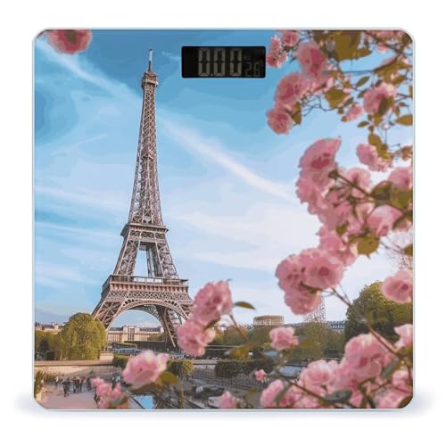 Báscula Digital de Baño con Diseño Torre Eiffel y Flores miniatura 1