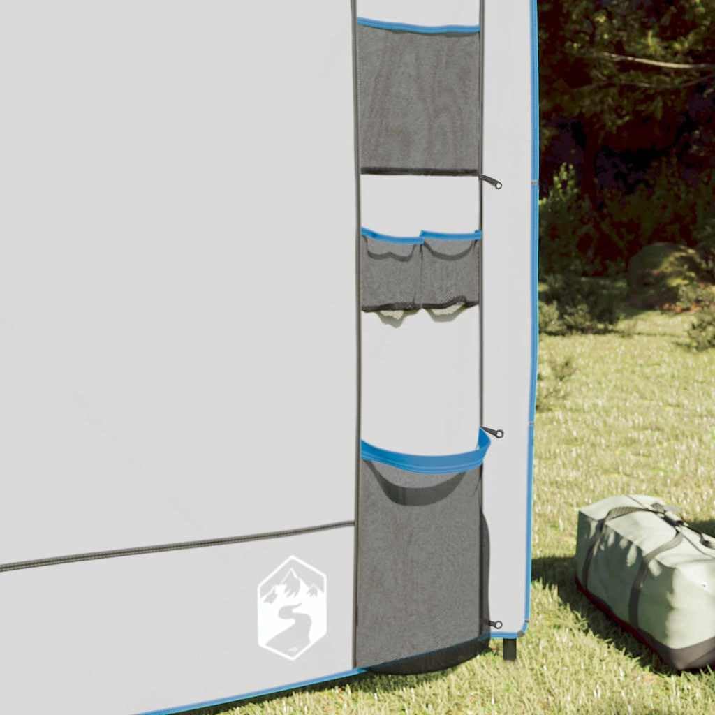 Organizer per tenda da appendere, grigio e blu, 320 x 182 cm, Oxford, accessorio per tenda leggero con scomparti e borsa per il trasporto, per campeggio, escursionismo, uso all'aperto e