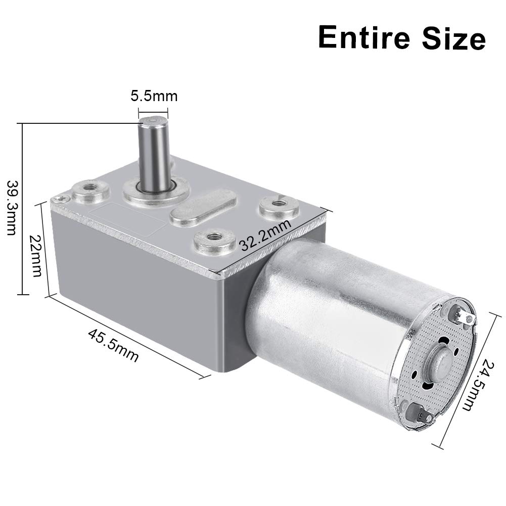 Moteur Électrique Réversible à Haut Couple Moteur de Réduction à Vis sans Fin pour Fenêtres Ouvre-portes et Autres Occasions Walfront DC 12V Boîte à Engrenages (5RPM)