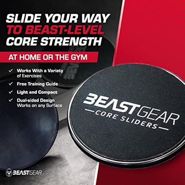 Core Sliders by Beast Gear ¨C Double Sided Gliding Discs for Abdominal Exercises - Carpet and Hard Floors
