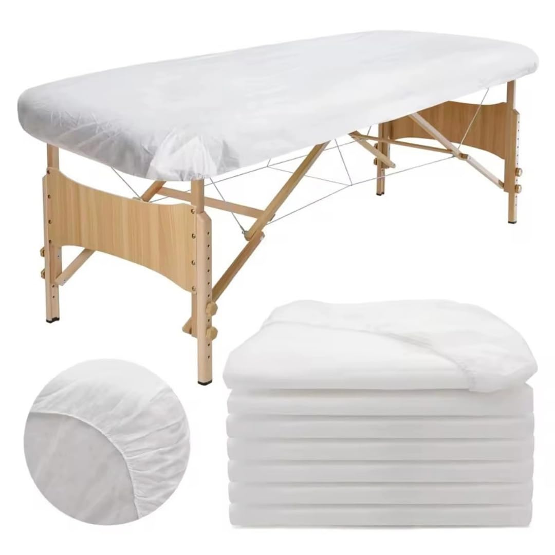 Sábanas Camilla Desechables Ajustable 95 x 210 cm Caja de 100 Unidades - Funda Camilla Masaje Blanca Polipropileno - Centros Sanitarios, Estética, Estudio Tatuajes