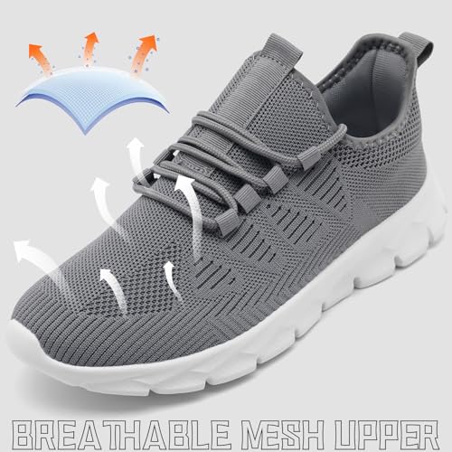 Womens Tennis Running Shoes Walking Comfortable Slip On Breathable Non Slip Athletic Gym Workout Cross Training Fashion Sneakers,Grey Size102