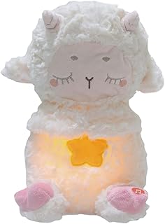 2026 Doudou en peluche respirante, jouet pour bébé, apaisant et respirant contre les peurs, adultes et enfants, lumières respirantes, machine à bruit avec respiration réaliste (blanc, 30 x 20 x 15 cm)