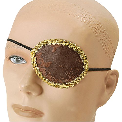 Fancy Dress Gold Trim Distressed Brown Pirate Eye Patch (accesorio de disfraz)