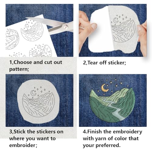 BENECREAT 4 Sheets 24pcs Water Soluble Embroidery Patterns - Image 3