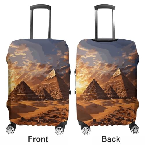 Egyptian Pyramids Elastic Luggage Cover Suitcase Protector for 19-32 Inch Suitcases | Universal Stretchable Travel Bag Cover | Anti-Scratch, Washable with Zipper Closure L3