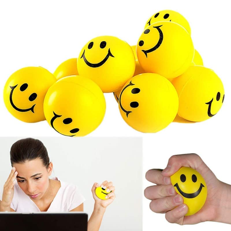 Image of YBN Smiley Soft Balls Cute Funny Yellow Emoji Happy Smiley Face Squeeze Sponge Balls Best Birthday Return Gift for Kids (Yellow)- Pack of 3