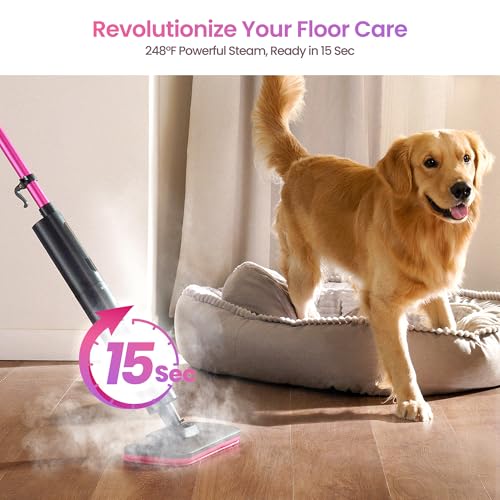 Image of Schenley Lightweight Steam Mop for Hard Floors & Carpets | 3 Steam Modes, 10s Heat-Up, 248F Steam, Up to 37 Min Steam Time, 20 ft Cord, Cord Wrap, Self-Standing, Chemical-Free