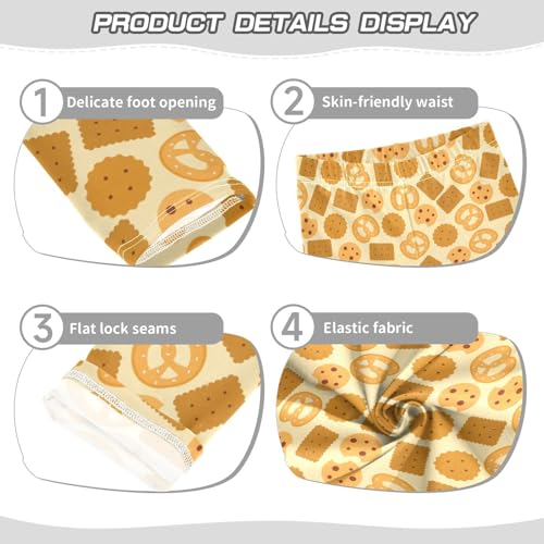 Cookies Pattern Background Girls Leggings,Workout Leggings for Girls Toddler Athletic Leggings Size for 3-10T3