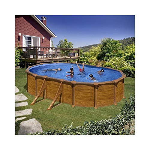 Gre Kitprov618Wo Mauritius - Piscina Elevada Ovalada, Aspecto Madera, 610 X 375 X 132 Cm