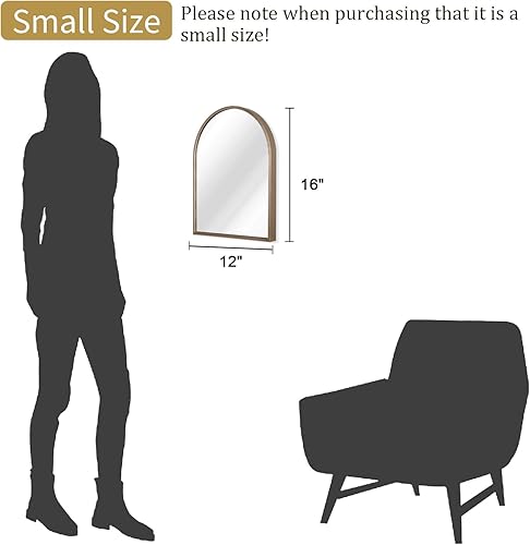 Miniatura 77 de Espejo de pared arqueado negro con marco de aleación de aluminio, espejo de baño de metal cepillado, espejo montado en la pared para sala de estar