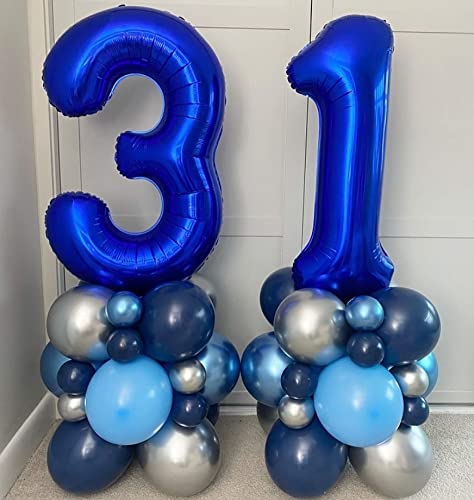 Image of 40 Inch Navy Blue 25 Number Balloons Giant Jumbo Huge 25 or 52 Foil Mylar Helium Number Digital Balloons Dark Blue Birthday Mylar Digital Balloons 25 Birthday Party 25th Anniversary Events Party