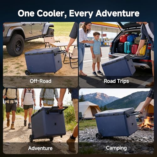 Image of BODEGACOOLER 100QT Portable Car Refrigerator Freezer with Wheels, 12V Fridge Freezer, Electric Cooler for Car, -20℃ Car Freezer, 12 Volt Refrigerator Portable for Camping, RV, Travel, IPX4, Quiet