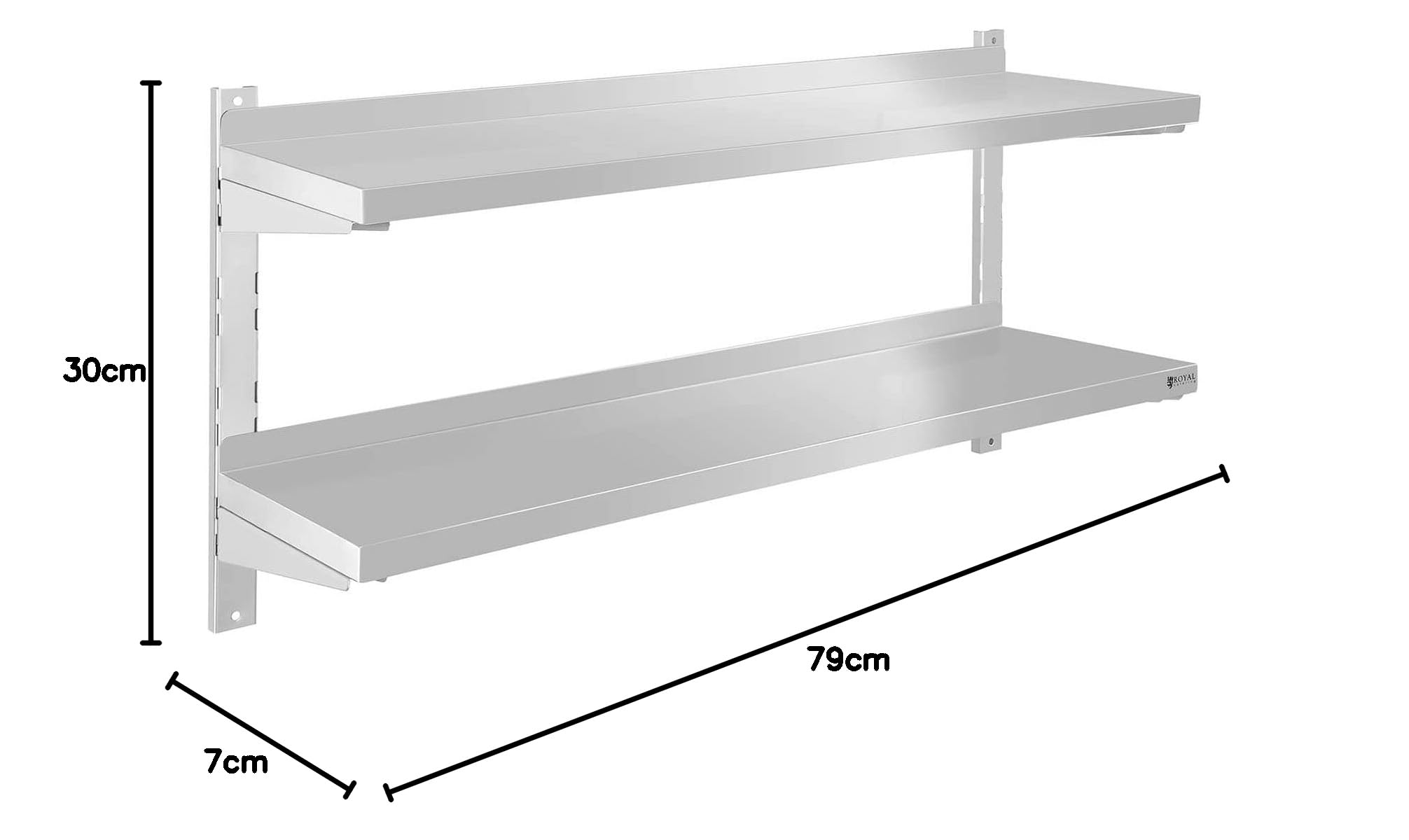 Royal Catering Estante Metálico para Cocina, 2 Baldas, 120 cm