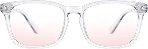 TIJN Blue Light Blocking Glasses for Women Men Clear Frame Square Nerd Eyeglasses Anti Blue Ray Computer Screen Glasses