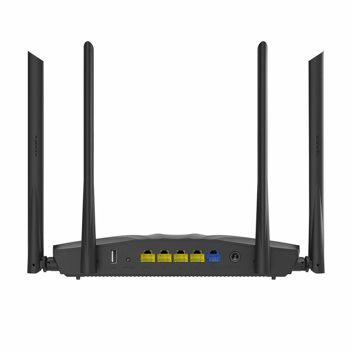 Tenda AC19 WLAN Router DualBand Gigabit Router, （AC2100 2.4 GHz 300Mbps, 5GHz 1733Mbps, 4 Gigabit LAN Ports, USB 2.0, MU-MIMO, App Steuerung, Für Glasfaser, IPV6 Schwarz