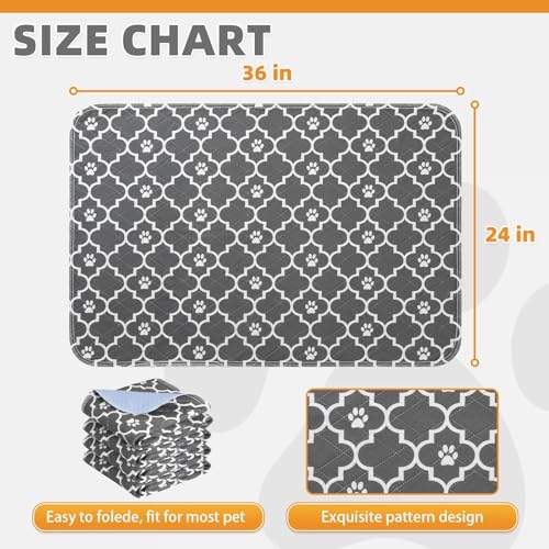 Image of KOOLTAIL Washable Pee Pads for Dogs, 4 Packs Super Absorbent Leakproof & Non-Slip Dog Pee Pad Large, Reusable Puppy Training Pads Waterproof, Pet Mat Rug for Whelping,Floor,Crate, Car, Cats, 24 inchx36 inch