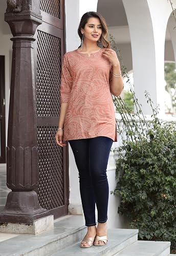 Image of Cotton Printed Short Kurti for Women