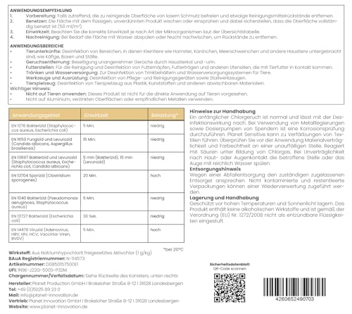 Stall-Hygiene Spray – 5L Desinfektionsmittel für Käfige, Ställe & Tierbereiche | Wirksam gegen Bakterien, Pilze & behüllte Viren (z. B. Influenza-Viren) | Planet Sensitive® zur Flächendesinfektion