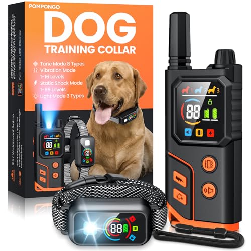 Dog-Shock-Collar-3300FT-with-Light-for-Night-Walks-Dog-Training-Collar-with-Remote-Control-E-Collar-with-Adjustable-Pitch-BeepVibration-and-ShockRechargeable-Waterproof-Shock-Collar-for-Dogs