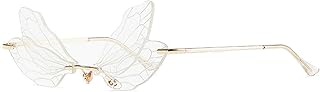 Fashion Rimless Dragonfly Wing Sunglasses Women Vintage Clear Ocean Lens Eyewear Men Pink Yellow Sun Glasses Shades UV400 (white)