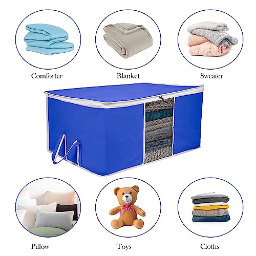 Image of Kuber Industries 6 Piece Clothing Storage Bags|Under Bed Foldable Organizer|Blanket, Quilt, Comforter Cover (Blue)
