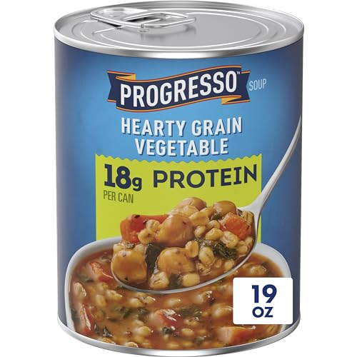 Progresso Protein Hearty Grain Vegetable Canned Soup, Vegetarian, 19 oz